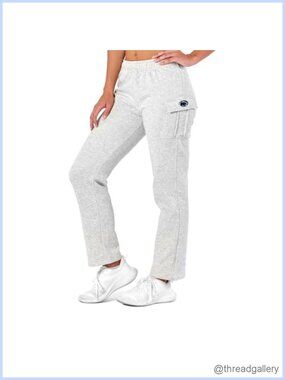 NCAA Fleece Cargo Pants Straight Leg Lounge Trousers Utility Pockets